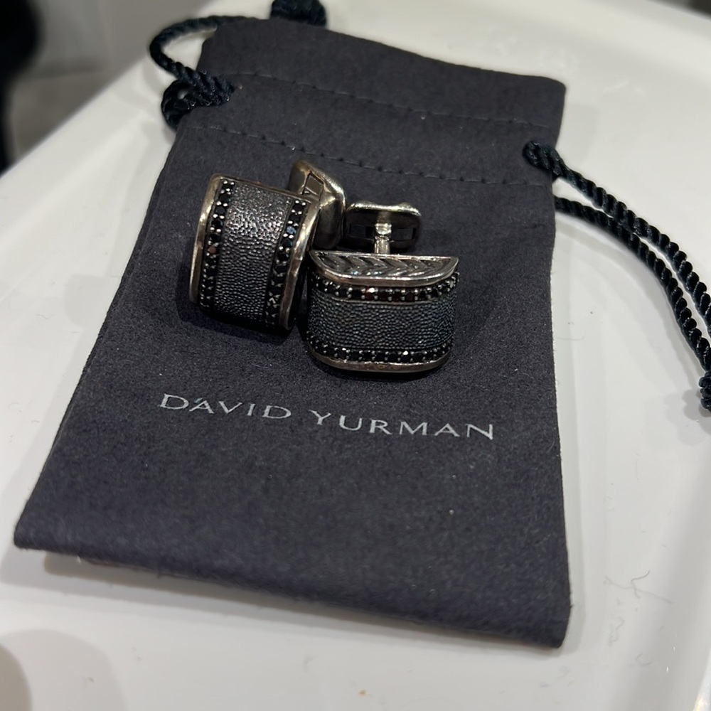 David Yurman black Diamond chevron cufflinks